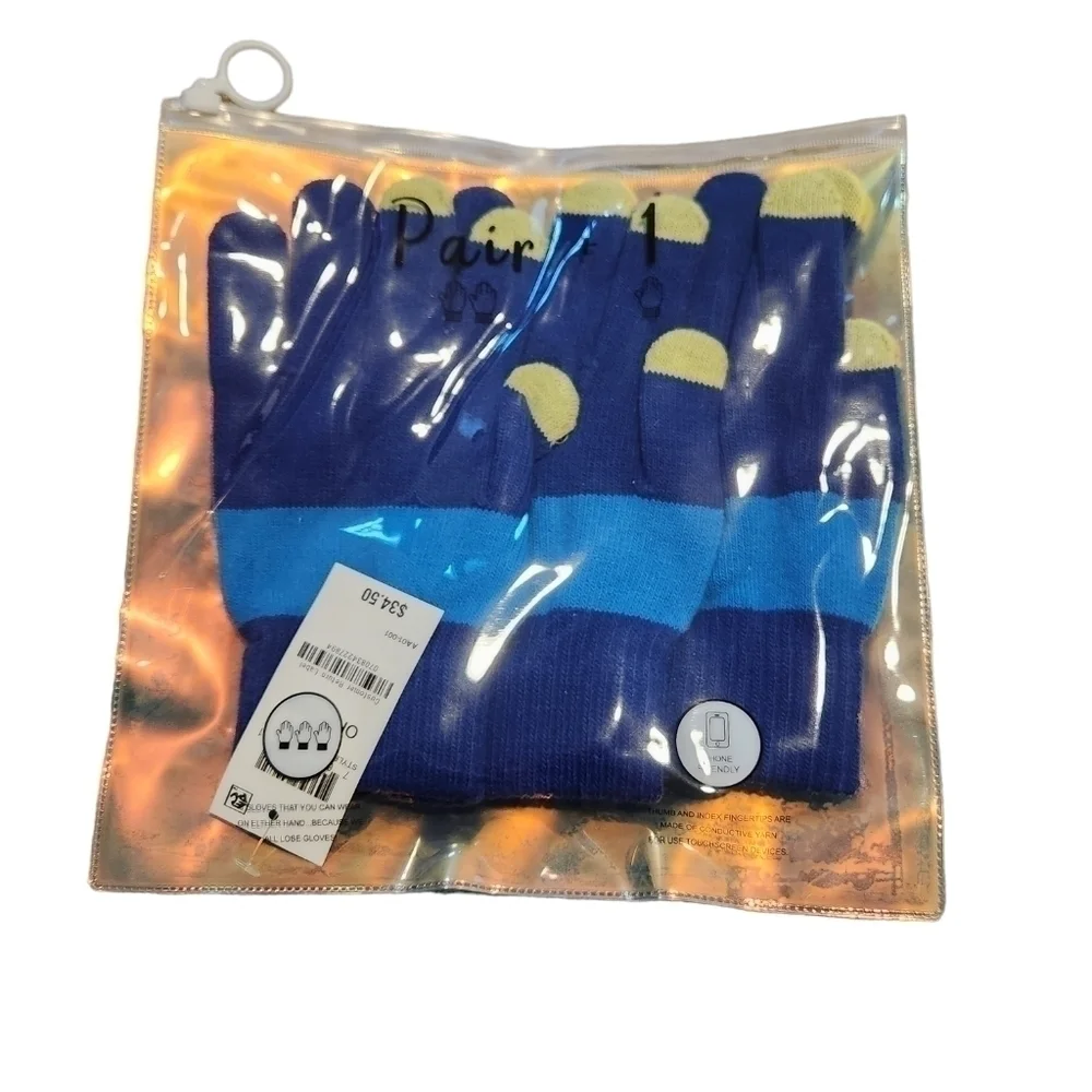 INC Women's Pair + 1 Blue Dark Blue and Green Gloves Set Gift Set NWT